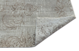 Gray Over Dyed Vintage Rug 4'2'' x 8'2'' ft 126 x 250 cm