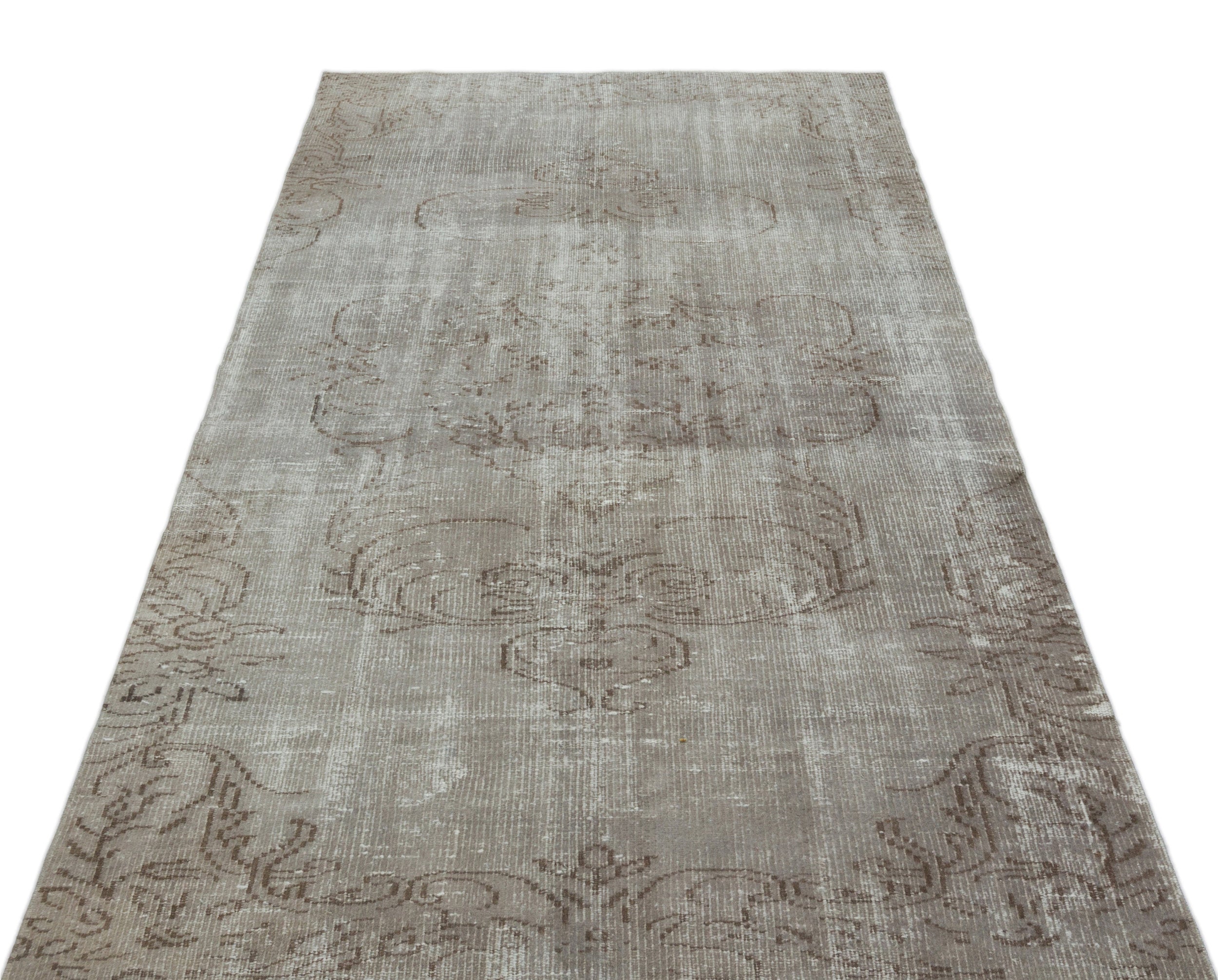 Gray Over Dyed Vintage Rug 4'2'' x 8'2'' ft 126 x 250 cm