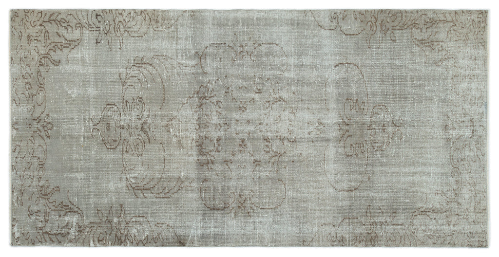 Gray Over Dyed Vintage Rug 4'2'' x 8'2'' ft 126 x 250 cm