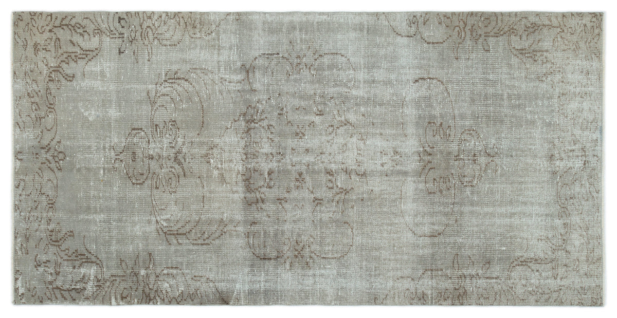 Gray Over Dyed Vintage Rug 4&#39;2&#39;&#39; x 8&#39;2&#39;&#39; ft 126 x 250 cm