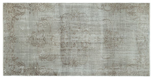 Gray Over Dyed Vintage Rug 4'2'' x 8'2'' ft 126 x 250 cm