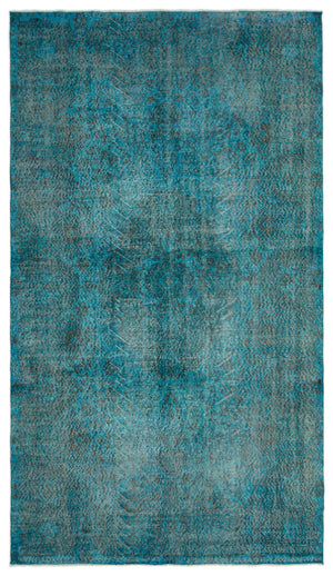 Turquoise  Over Dyed Vintage Rug 5'8'' x 9'11'' ft 172 x 301 cm