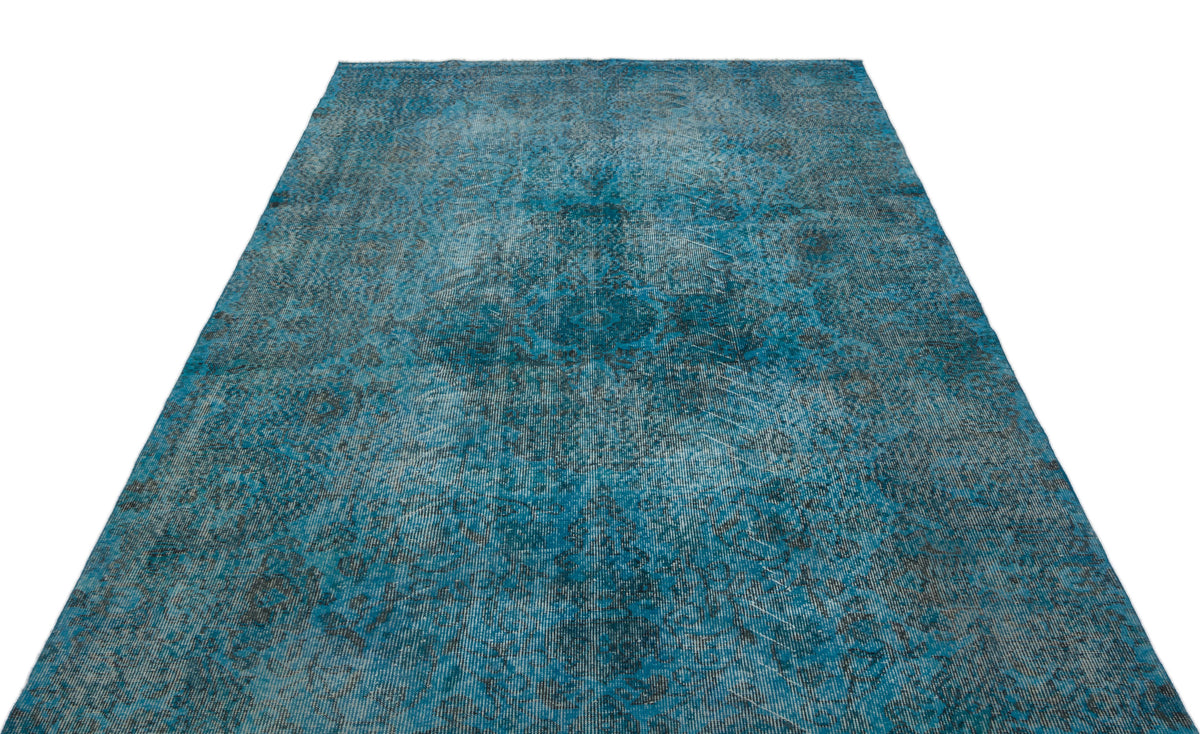Turquoise  Over Dyed Vintage Rug 5&#39;8&#39;&#39; x 9&#39;11&#39;&#39; ft 172 x 301 cm