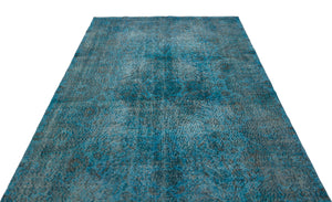 Turquoise  Over Dyed Vintage Rug 5'8'' x 9'11'' ft 172 x 301 cm