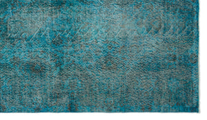 Turquoise  Over Dyed Vintage Rug 5'8'' x 9'11'' ft 172 x 301 cm