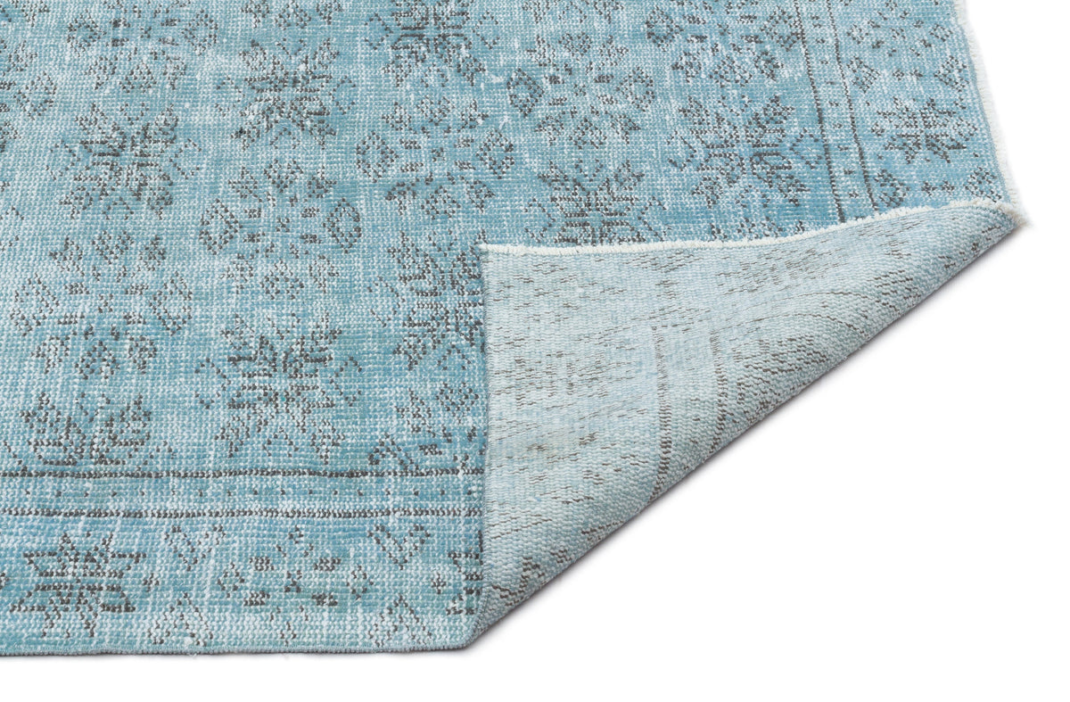 Blue Over Dyed Vintage Rug 5&#39;2&#39;&#39; x 8&#39;11&#39;&#39; ft 157 x 273 cm