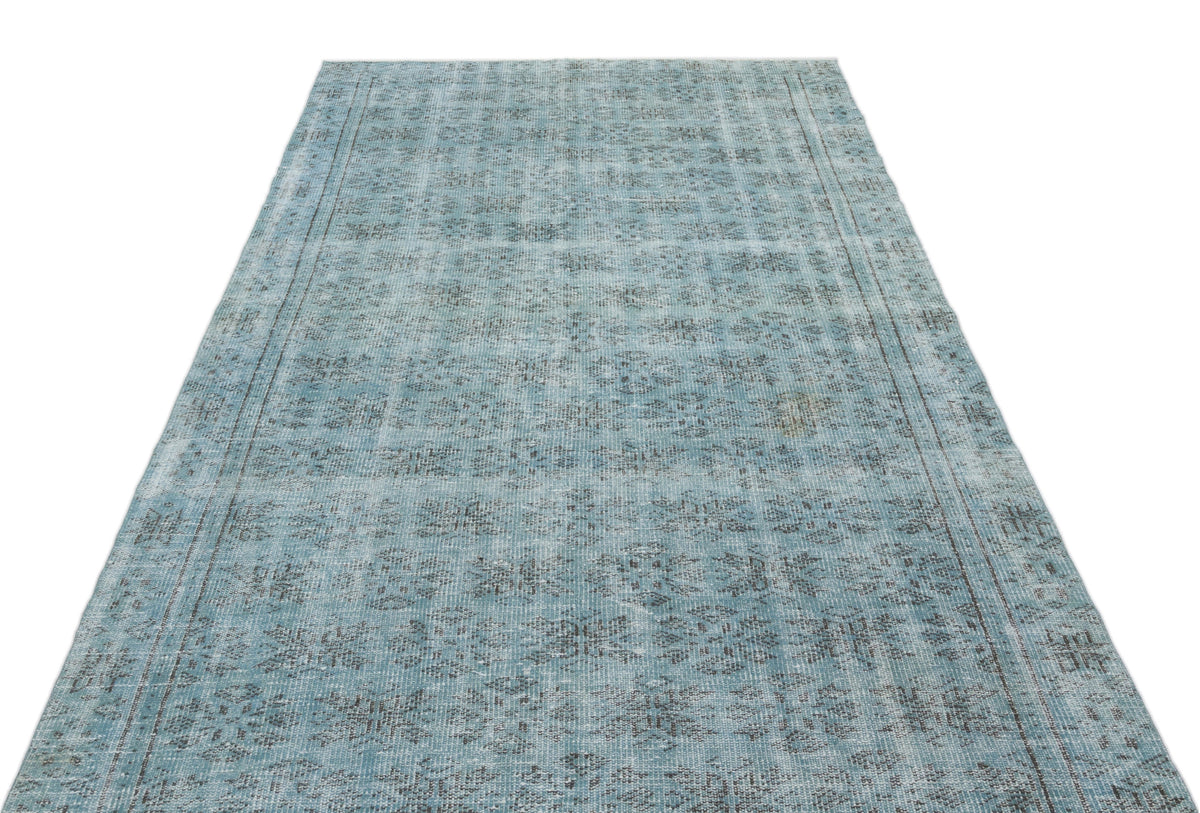 Blue Over Dyed Vintage Rug 5&#39;2&#39;&#39; x 8&#39;11&#39;&#39; ft 157 x 273 cm