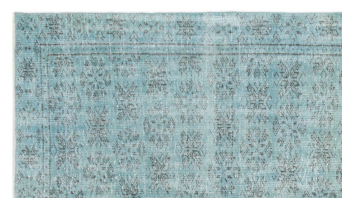 Blue Over Dyed Vintage Rug 5&#39;2&#39;&#39; x 8&#39;11&#39;&#39; ft 157 x 273 cm