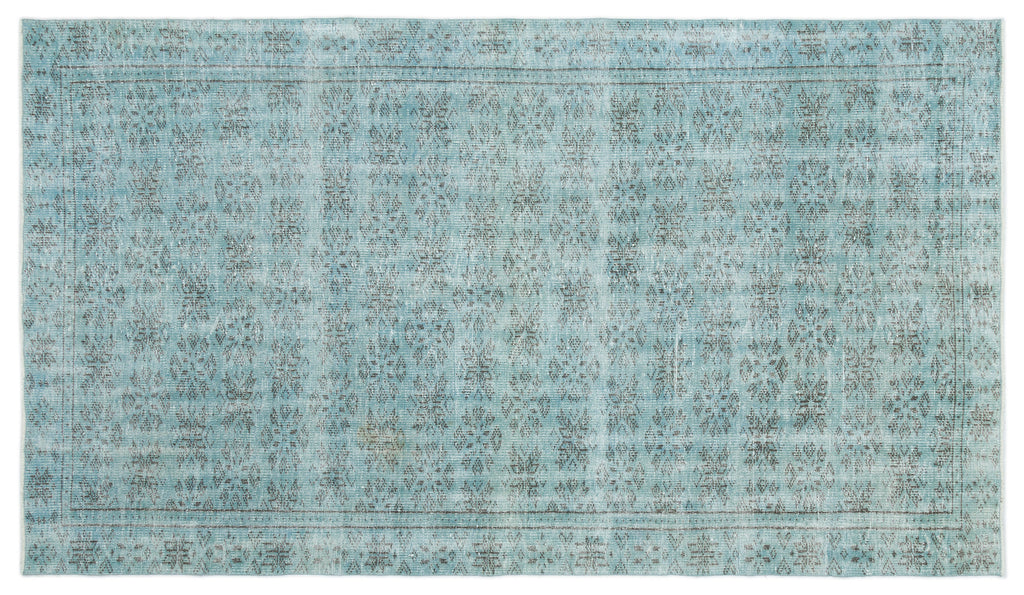 Blue Over Dyed Vintage Rug 5'2'' x 8'11'' ft 157 x 273 cm
