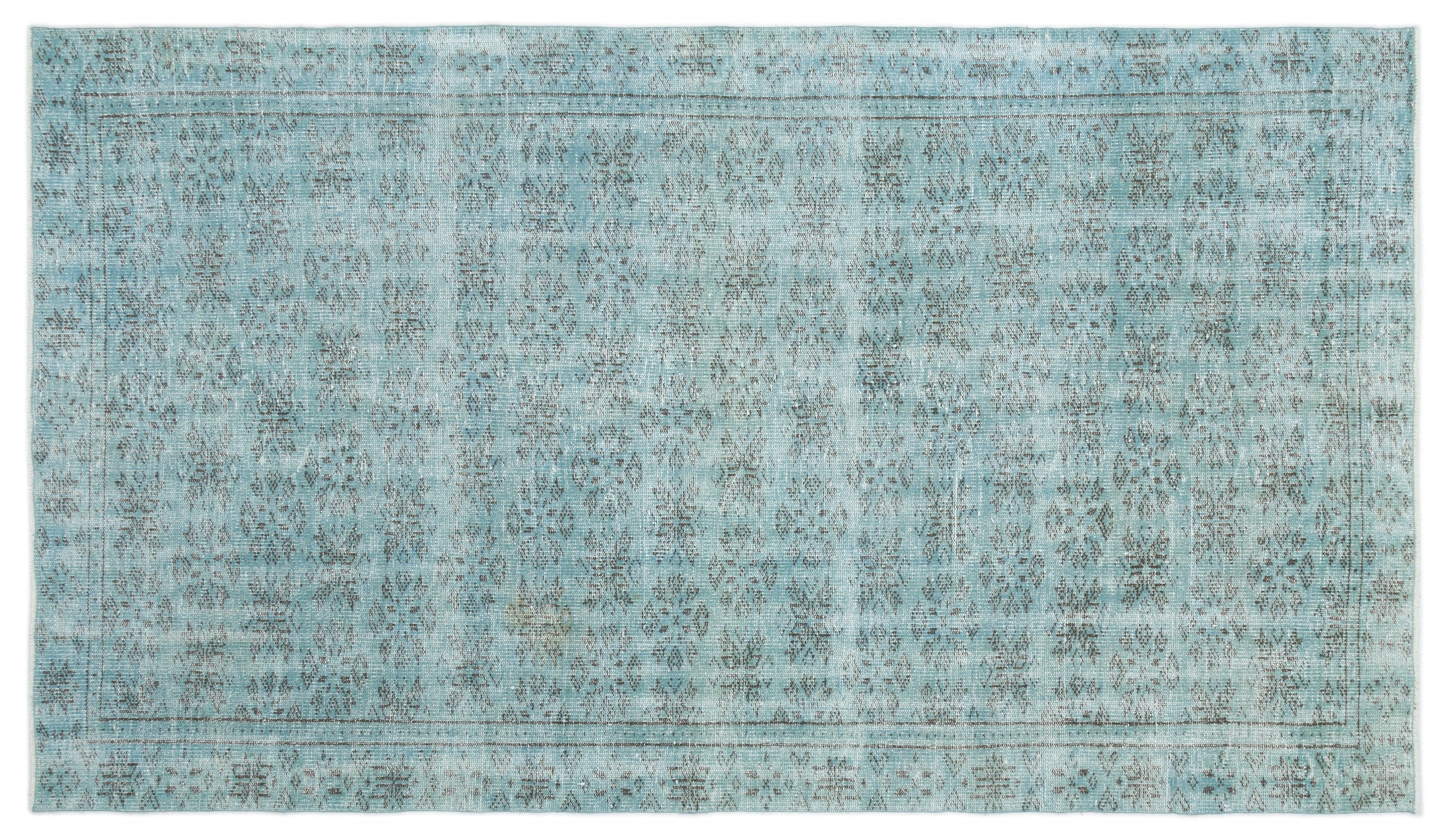 Blue Over Dyed Vintage Rug 5'2'' x 8'11'' ft 157 x 273 cm