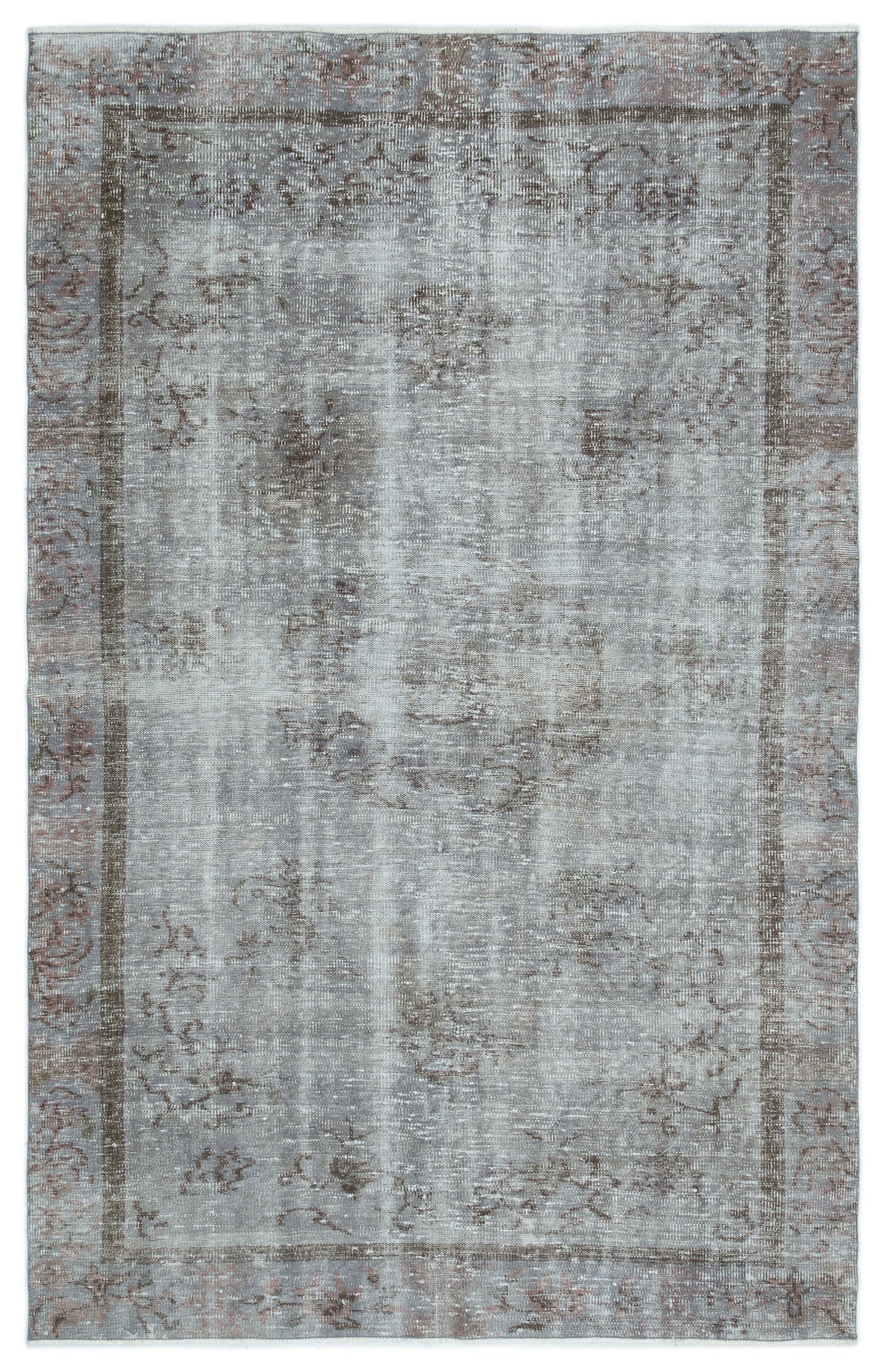 Gray Over Dyed Vintage Rug 5&#39;6&#39;&#39; x 8&#39;6&#39;&#39; ft 168 x 260 cm