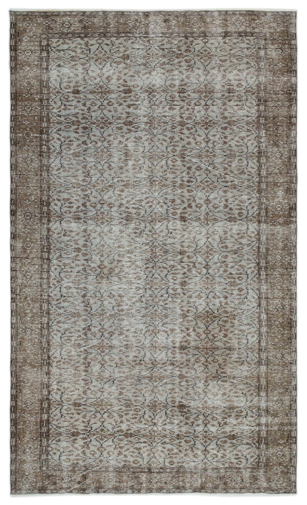 Gray Over Dyed Vintage Rug 5'3'' x 8'8'' ft 159 x 264 cm