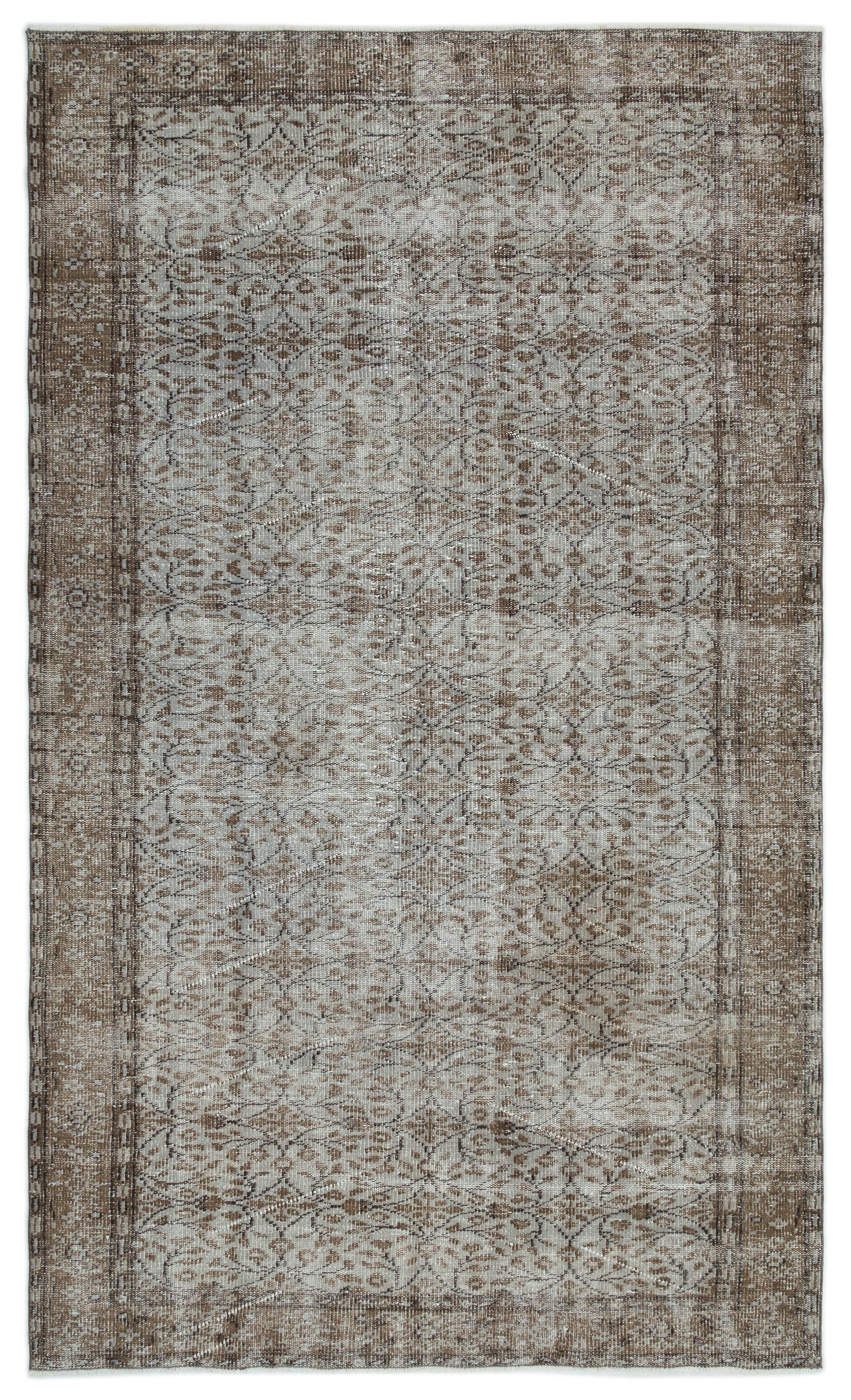 Gray Over Dyed Vintage Rug 5'3'' x 8'8'' ft 159 x 264 cm