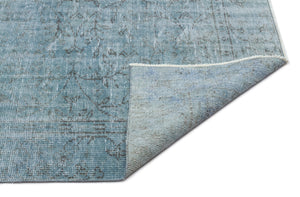 Blue Over Dyed Vintage Rug 5'7'' x 9'3'' ft 170 x 282 cm