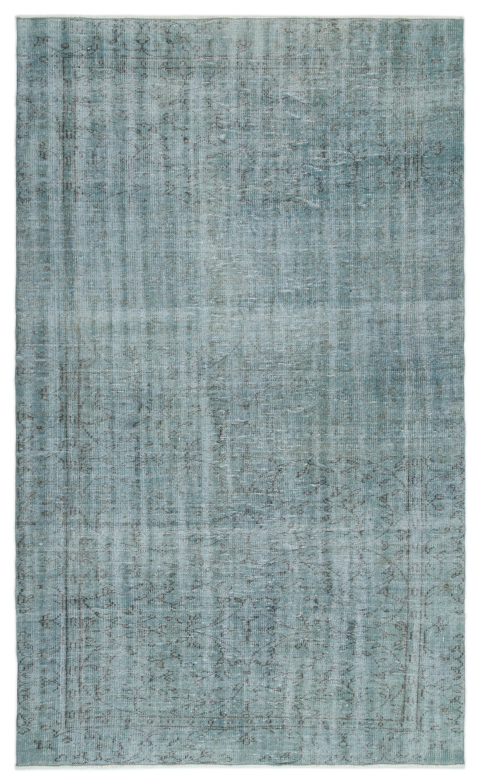 Blue Over Dyed Vintage Rug 5'7'' x 9'3'' ft 170 x 282 cm