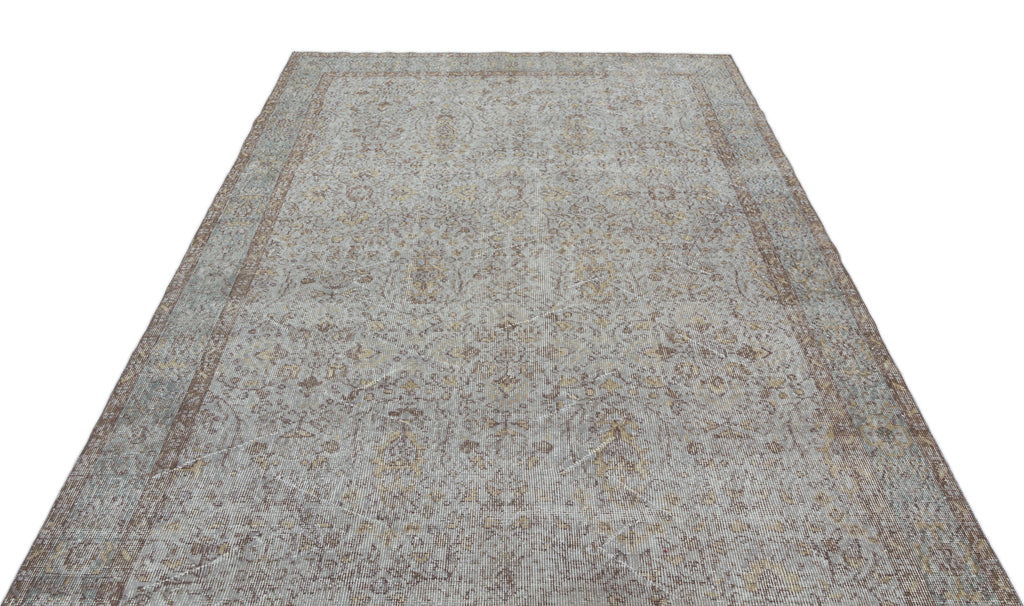Gray Over Dyed Vintage Rug 6'1'' x 9'6'' ft 186 x 290 cm