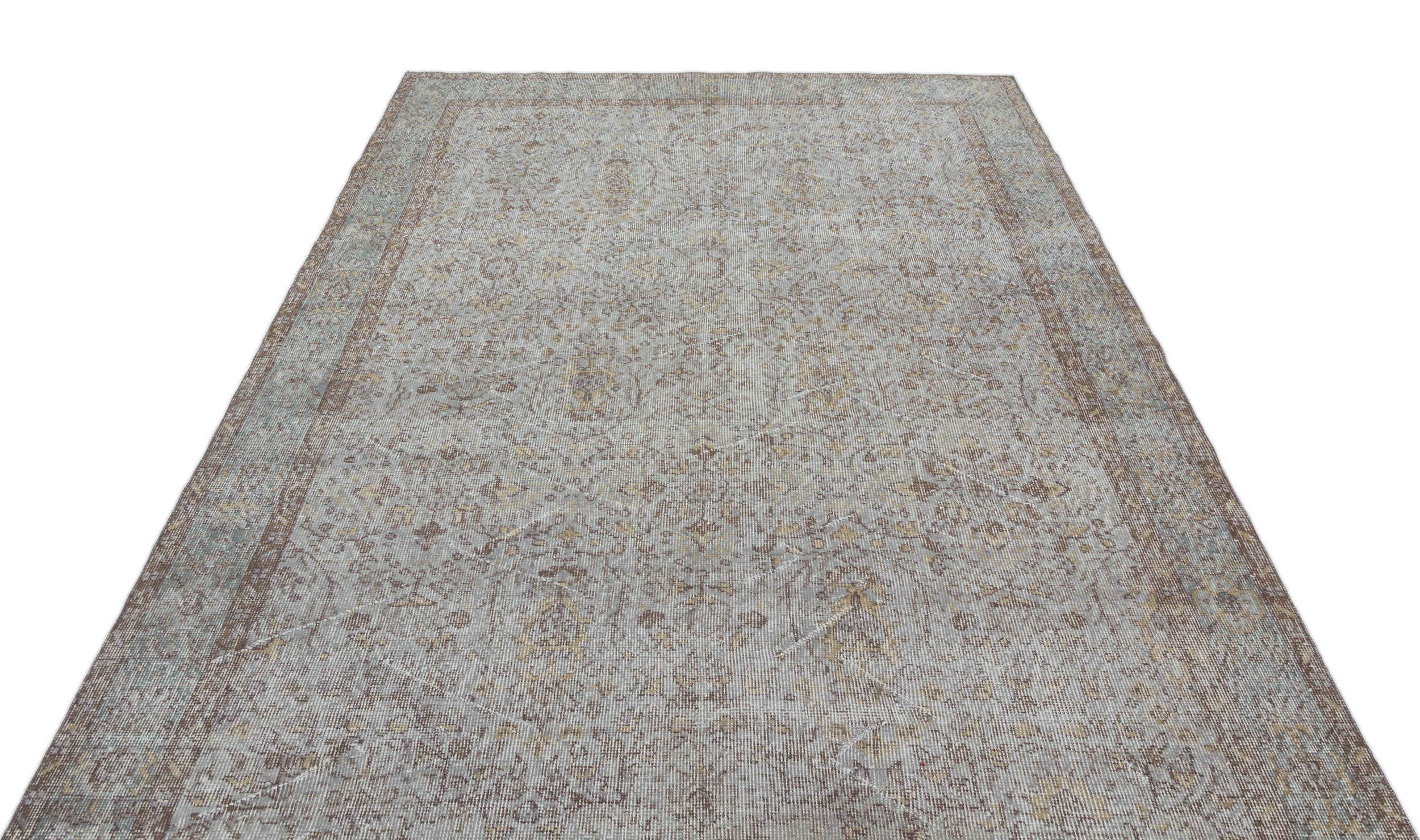 Gray Over Dyed Vintage Rug 6'1'' x 9'6'' ft 186 x 290 cm