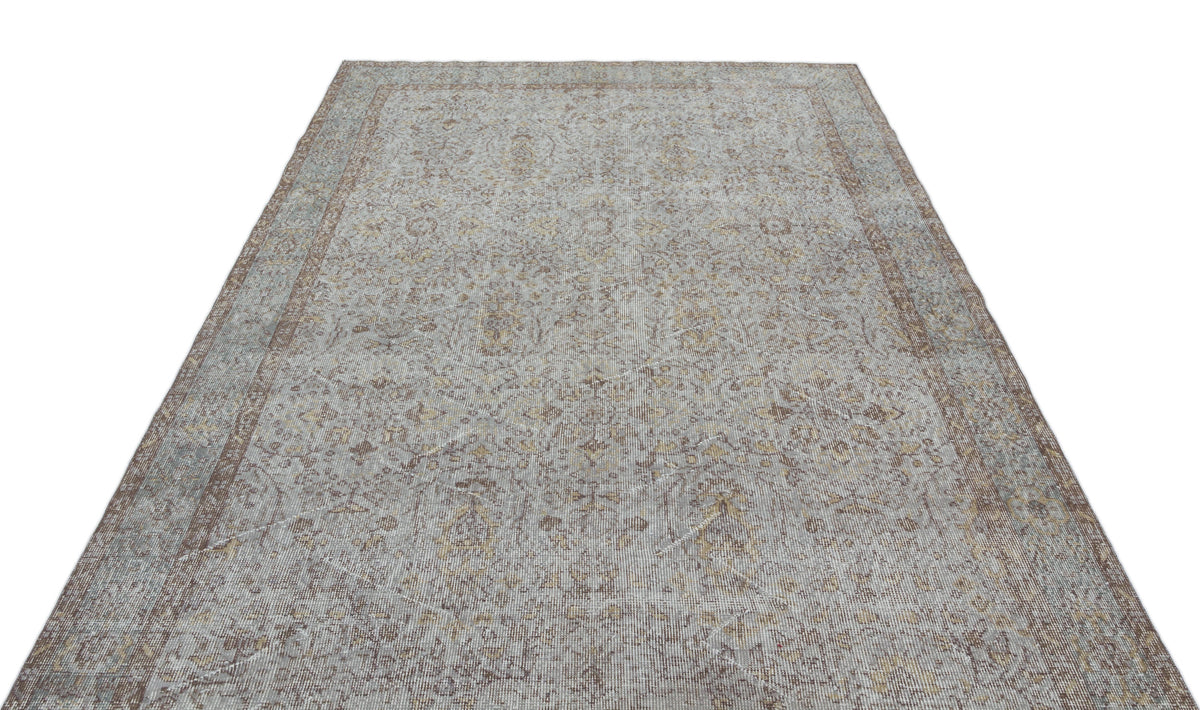 Gray Over Dyed Vintage Rug 6&#39;1&#39;&#39; x 9&#39;6&#39;&#39; ft 186 x 290 cm