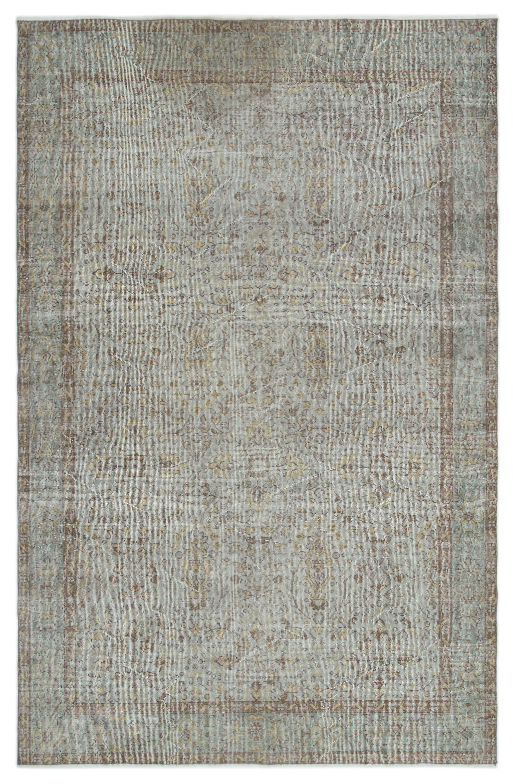 Gray Over Dyed Vintage Rug 6'1'' x 9'6'' ft 186 x 290 cm
