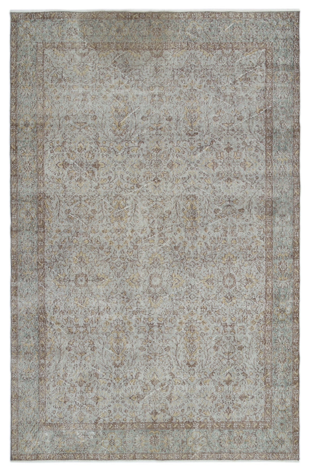 Gray Over Dyed Vintage Rug 6&#39;1&#39;&#39; x 9&#39;6&#39;&#39; ft 186 x 290 cm
