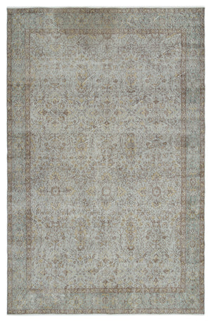 Gray Over Dyed Vintage Rug 6'1'' x 9'6'' ft 186 x 290 cm