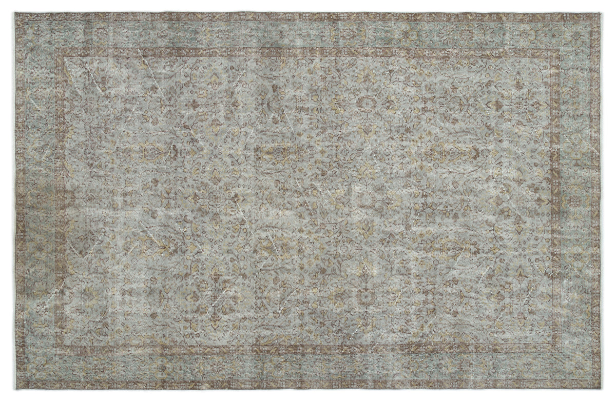 Gray Over Dyed Vintage Rug 6&#39;1&#39;&#39; x 9&#39;6&#39;&#39; ft 186 x 290 cm