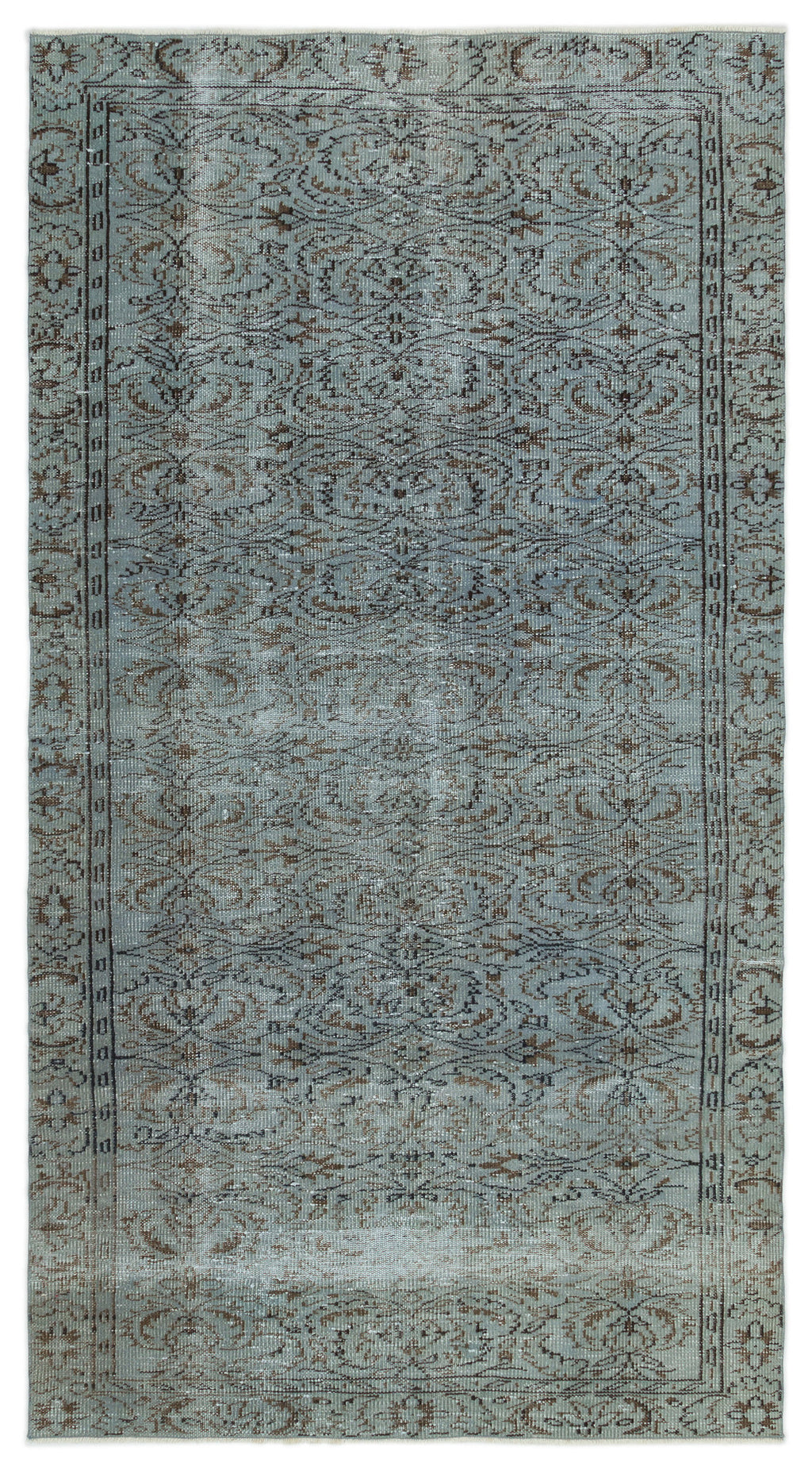 Gray Over Dyed Vintage Rug 4'8'' x 8'6'' ft 142 x 258 cm