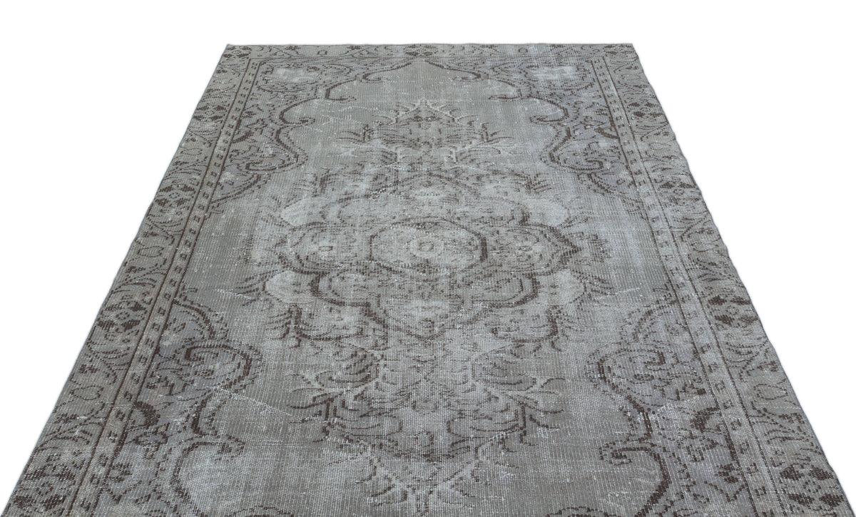 Gray Over Dyed Vintage Rug 5&#39;3&#39;&#39; x 8&#39;11&#39;&#39; ft 159 x 273 cm