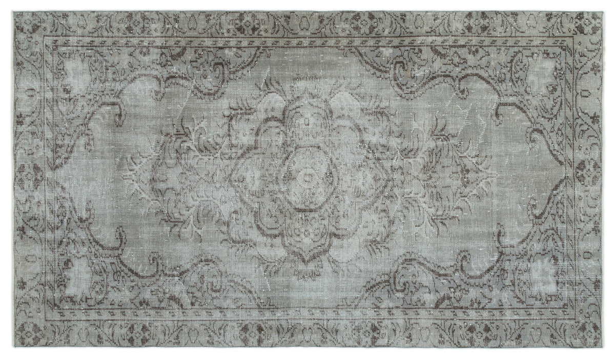 Gray Over Dyed Vintage Rug 5&#39;3&#39;&#39; x 8&#39;11&#39;&#39; ft 159 x 273 cm