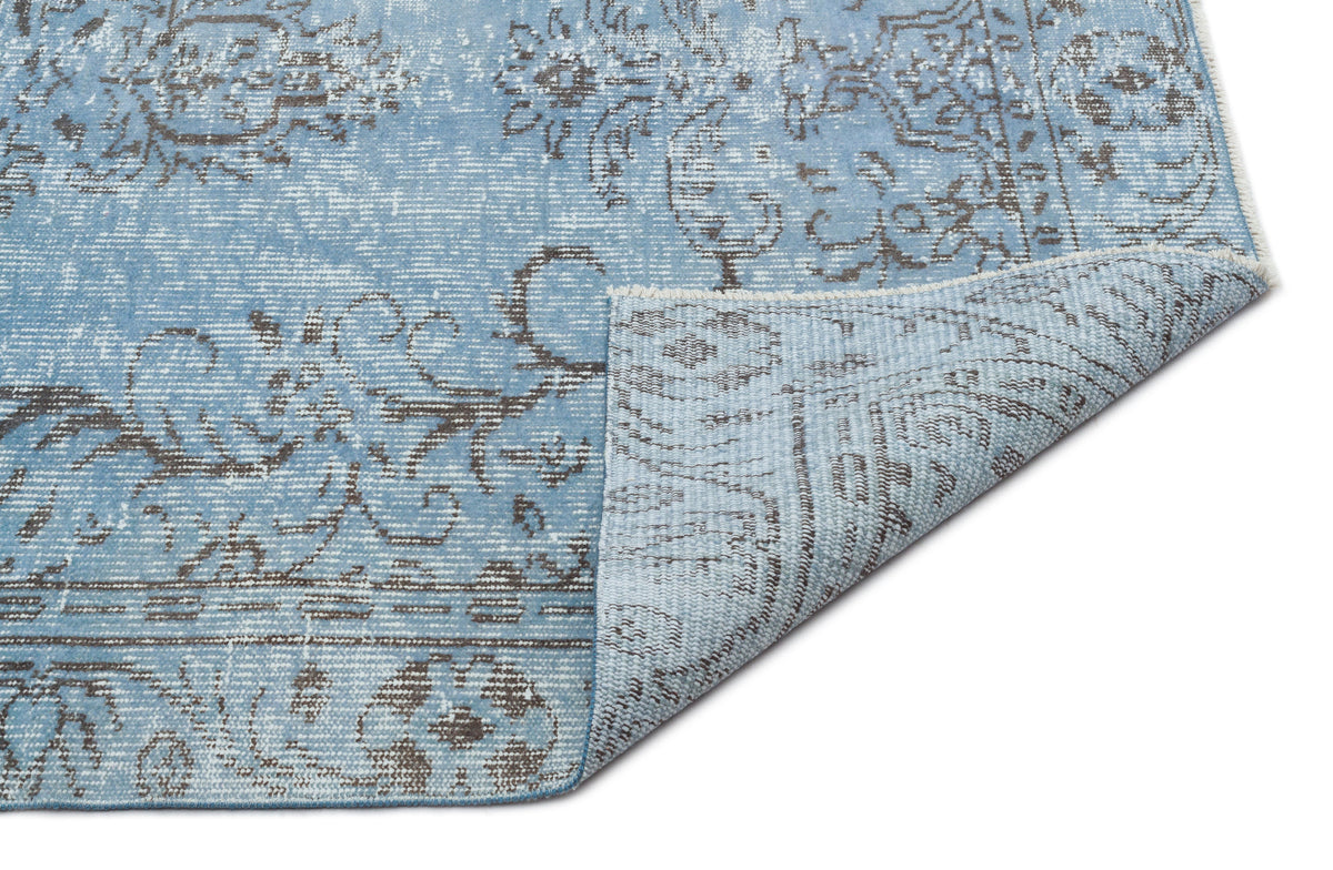 Blue Over Dyed Vintage Rug 4&#39;10&#39;&#39; x 8&#39;5&#39;&#39; ft 148 x 256 cm