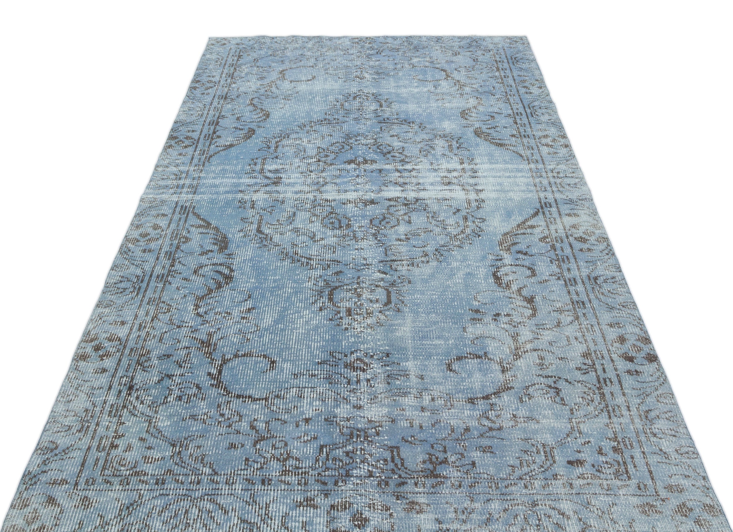 Blue Over Dyed Vintage Rug 4'10'' x 8'5'' ft 148 x 256 cm