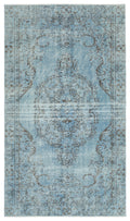 Blue Over Dyed Vintage Rug 4'10'' x 8'5'' ft 148 x 256 cm