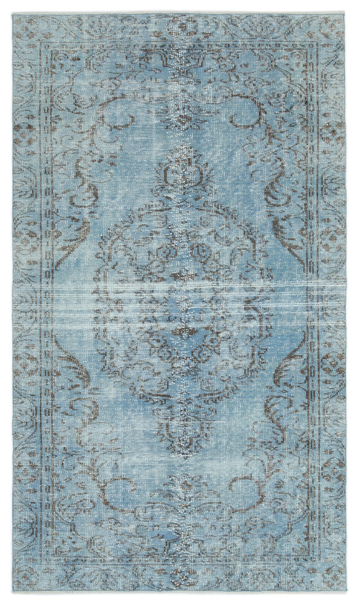 Blue Over Dyed Vintage Rug 4&#39;10&#39;&#39; x 8&#39;5&#39;&#39; ft 148 x 256 cm