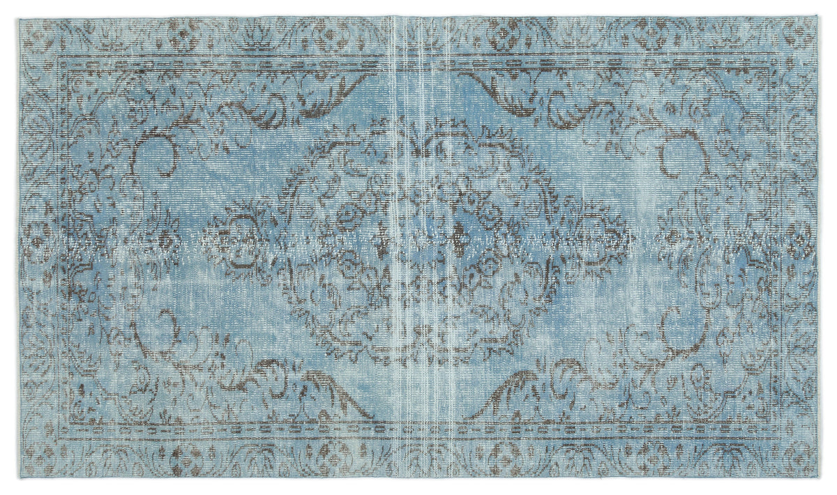 Blue Over Dyed Vintage Rug 4&#39;10&#39;&#39; x 8&#39;5&#39;&#39; ft 148 x 256 cm