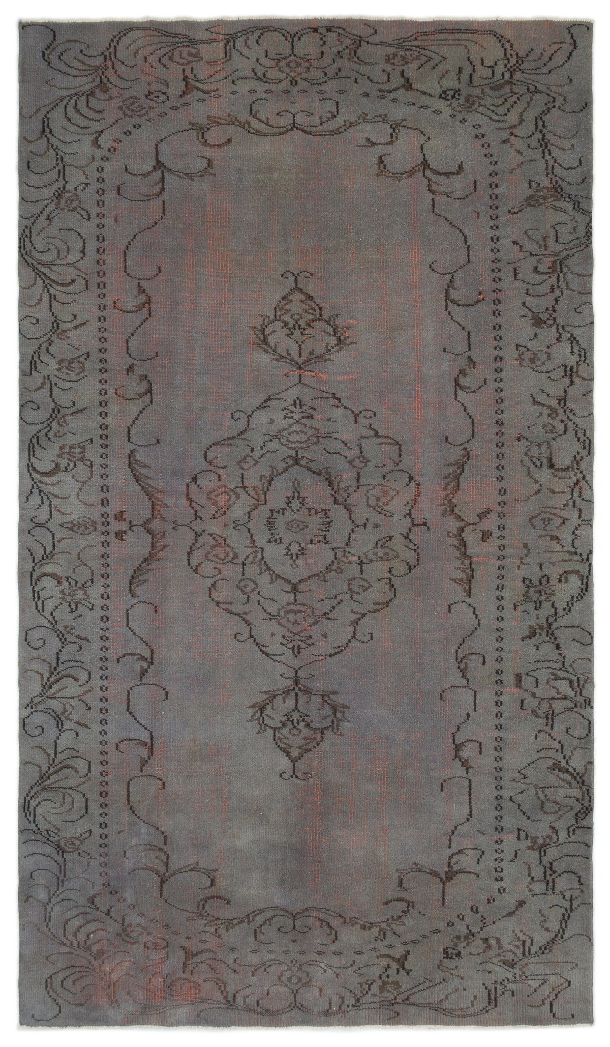 Gray Over Dyed Vintage Rug 5&#39;10&#39;&#39; x 10&#39;1&#39;&#39; ft 177 x 307 cm