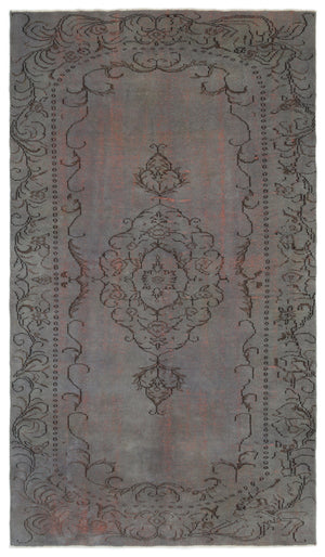 Gray Over Dyed Vintage Rug 5'10'' x 10'1'' ft 177 x 307 cm