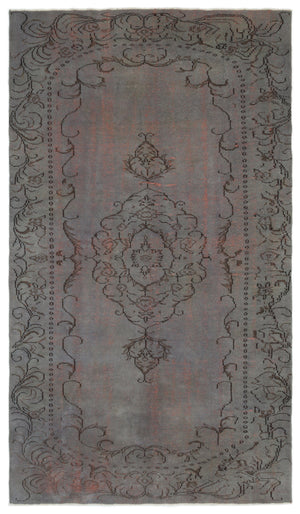 Gray Over Dyed Vintage Rug 5'10'' x 10'1'' ft 177 x 307 cm