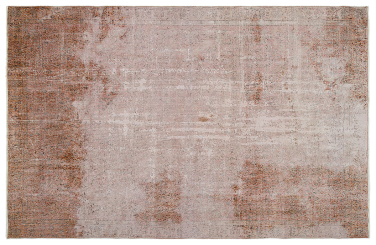 Brown Over Dyed Vintage Rug 6&#39;6&#39;&#39; x 10&#39;1&#39;&#39; ft 197 x 307 cm
