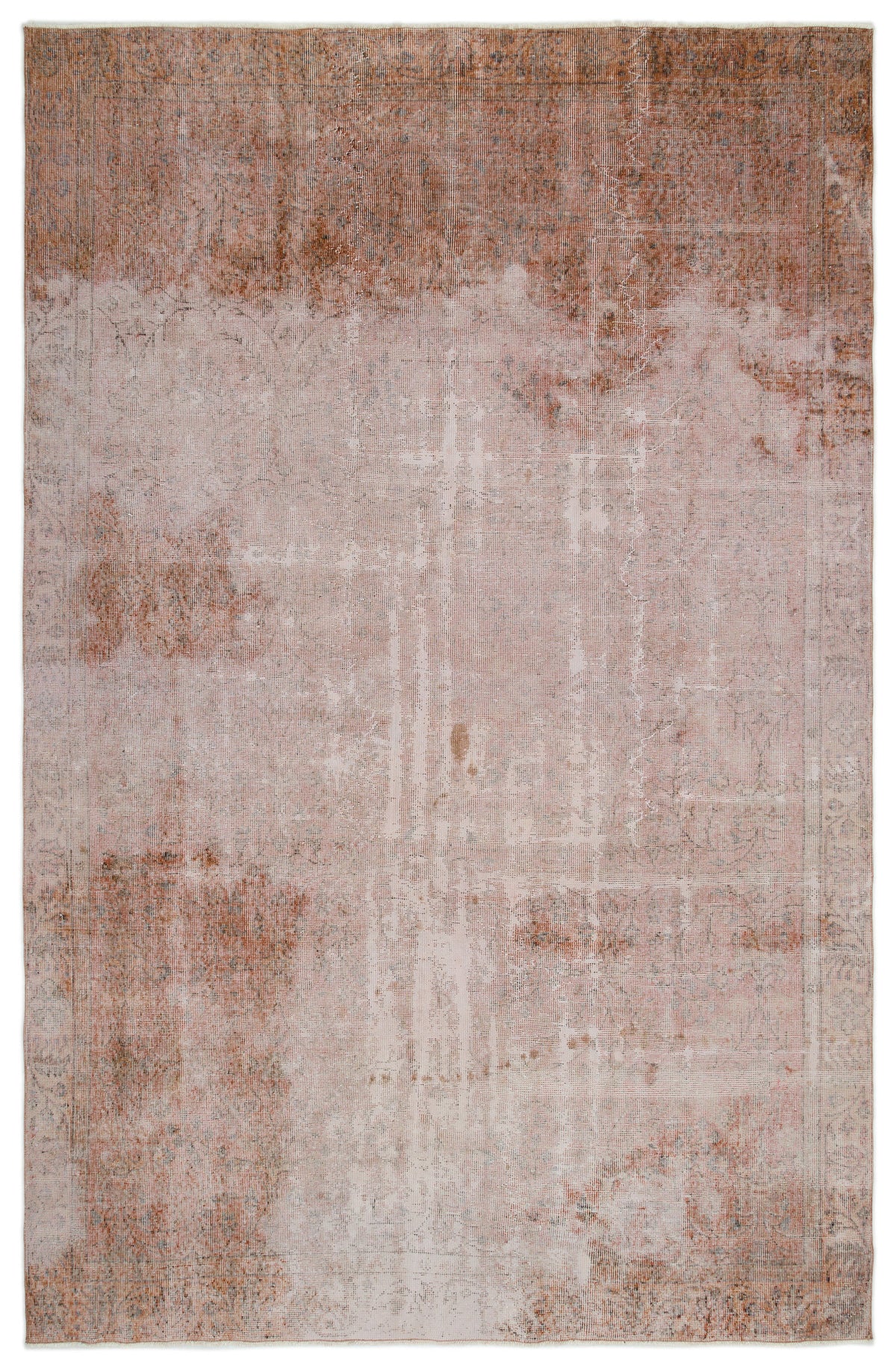 Brown Over Dyed Vintage Rug 6&#39;6&#39;&#39; x 10&#39;1&#39;&#39; ft 197 x 307 cm