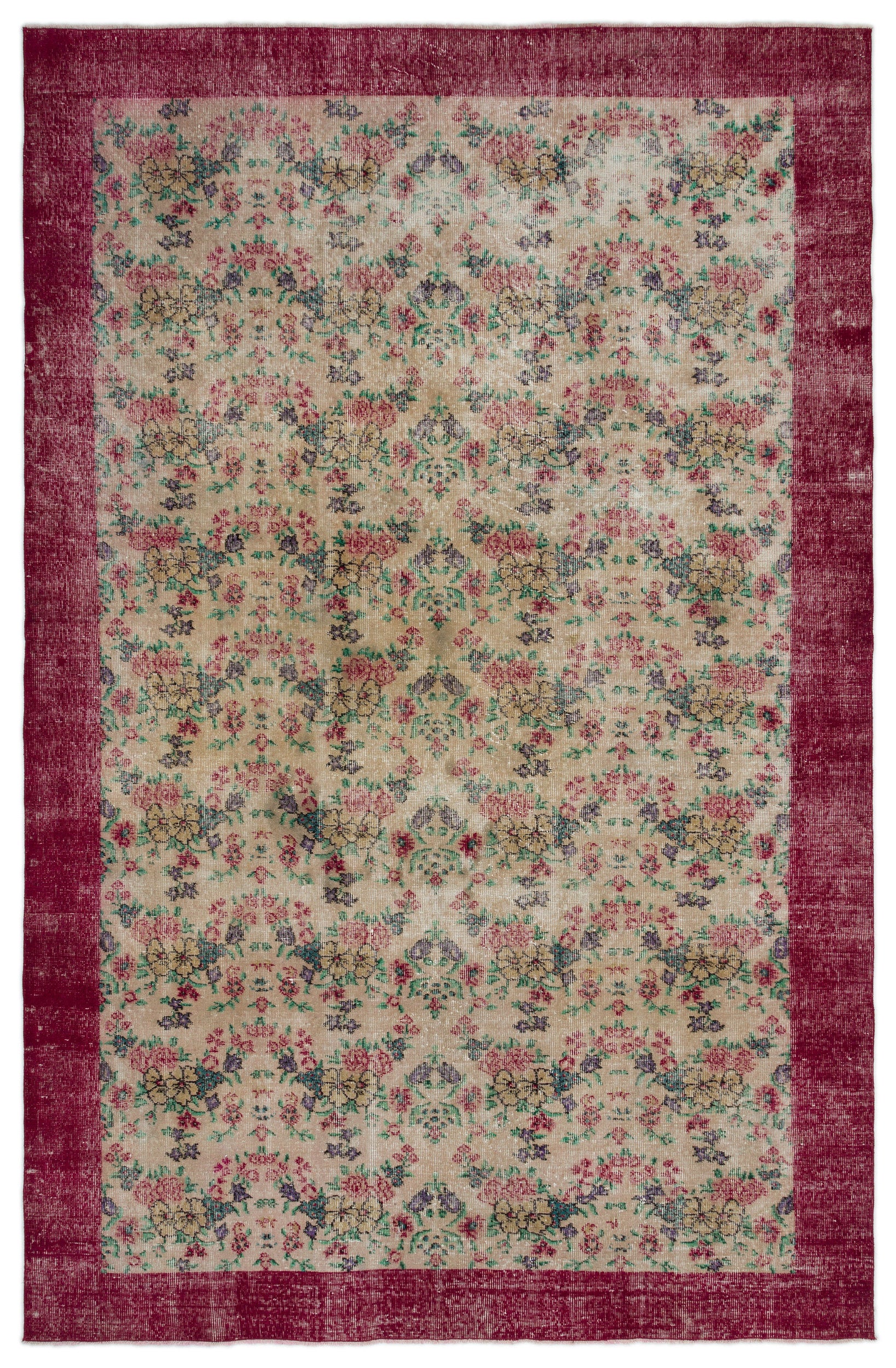 Retro Over Dyed Vintage Rug 6'3'' x 9'9'' ft 190 x 297 cm