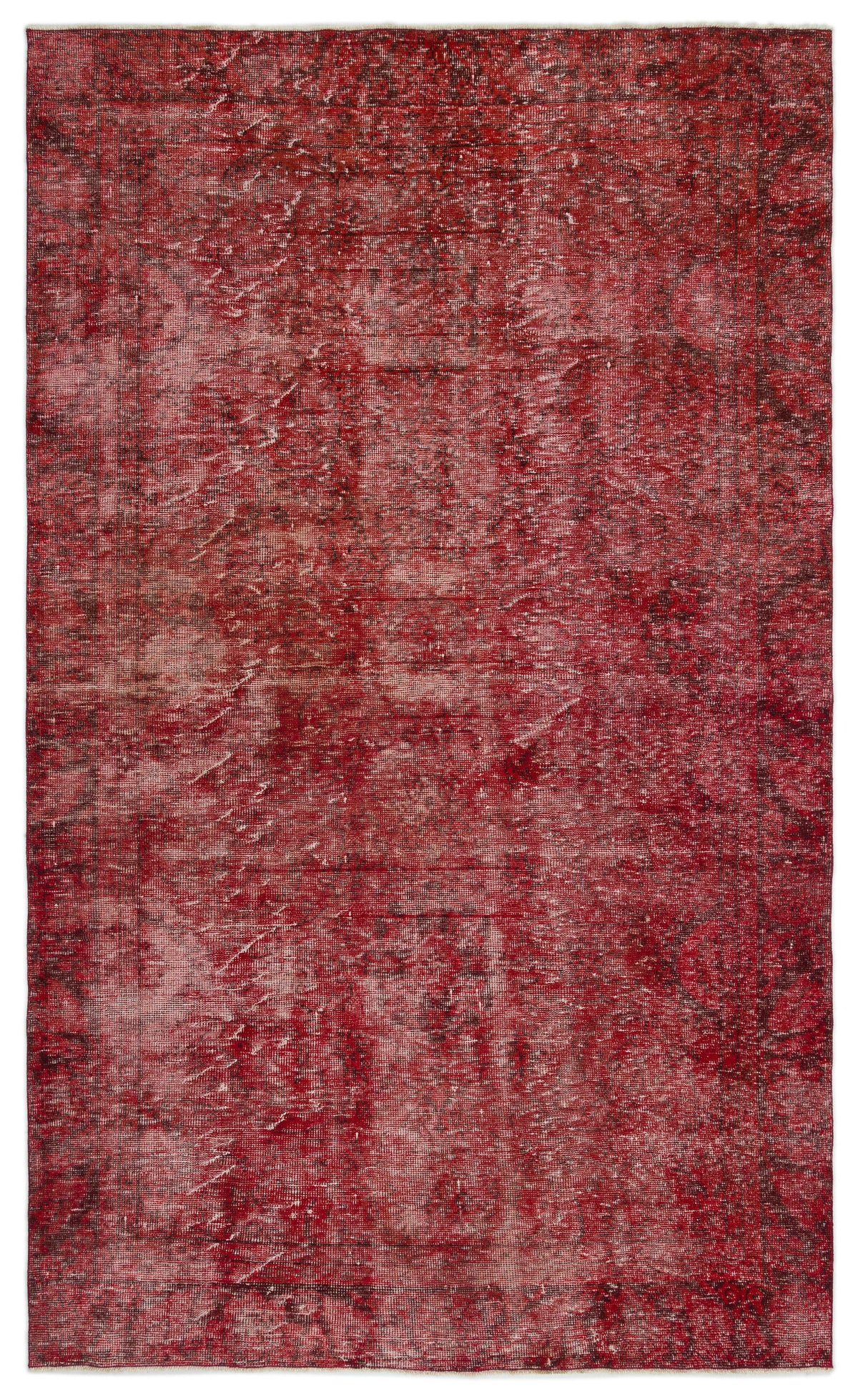 Red Over Dyed Vintage Rug 6&#39;0&#39;&#39; x 9&#39;11&#39;&#39; ft 183 x 303 cm