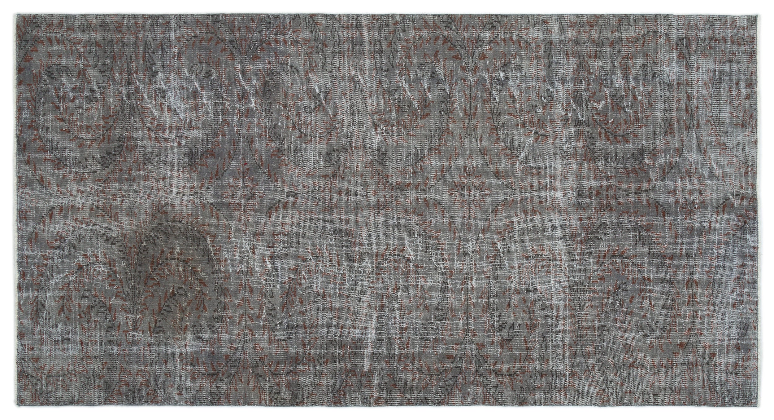 Gray Over Dyed Vintage Rug 5'1'' x 9'5'' ft 154 x 286 cm