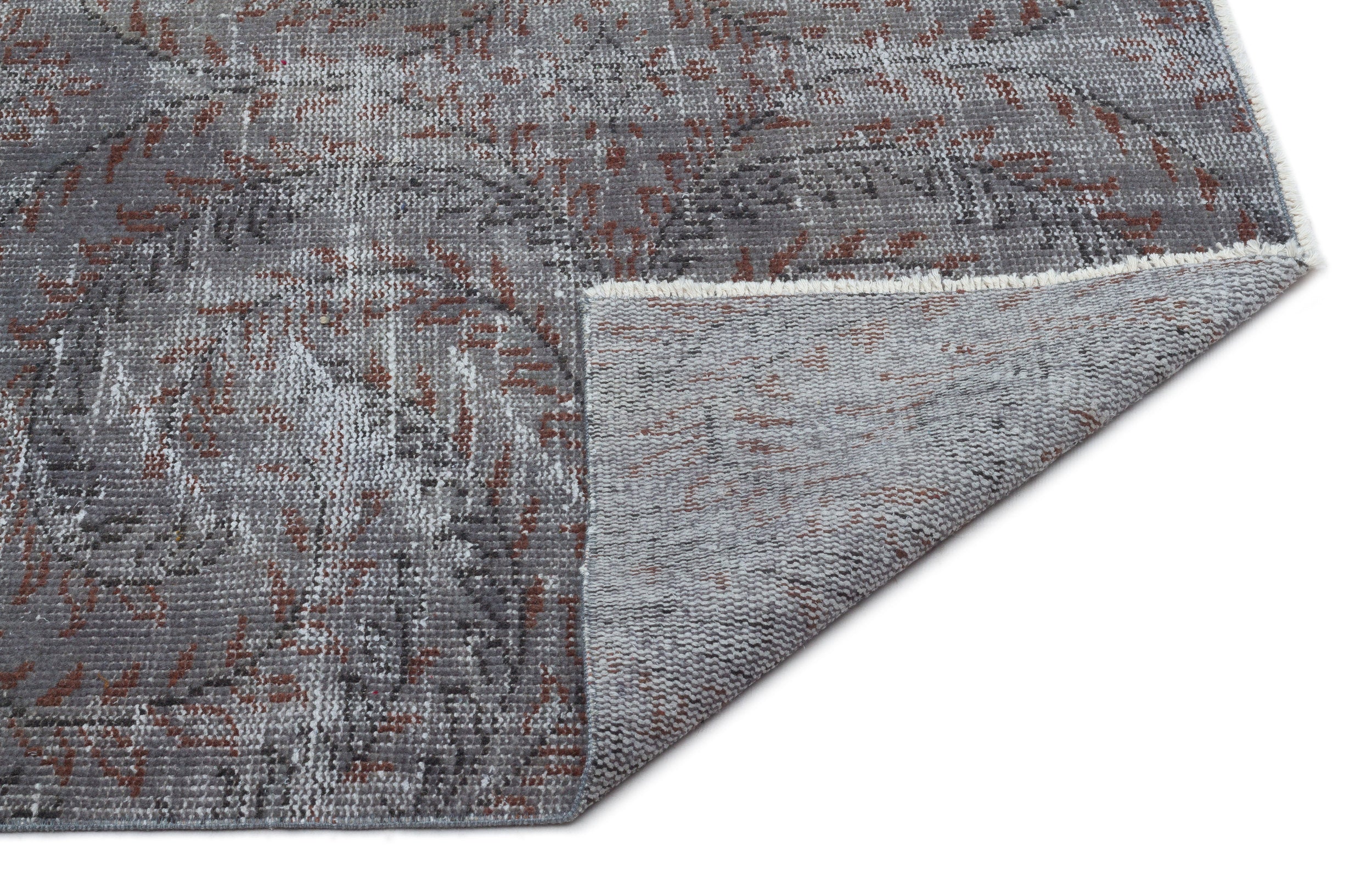 Gray Over Dyed Vintage Rug 5'1'' x 9'5'' ft 154 x 286 cm