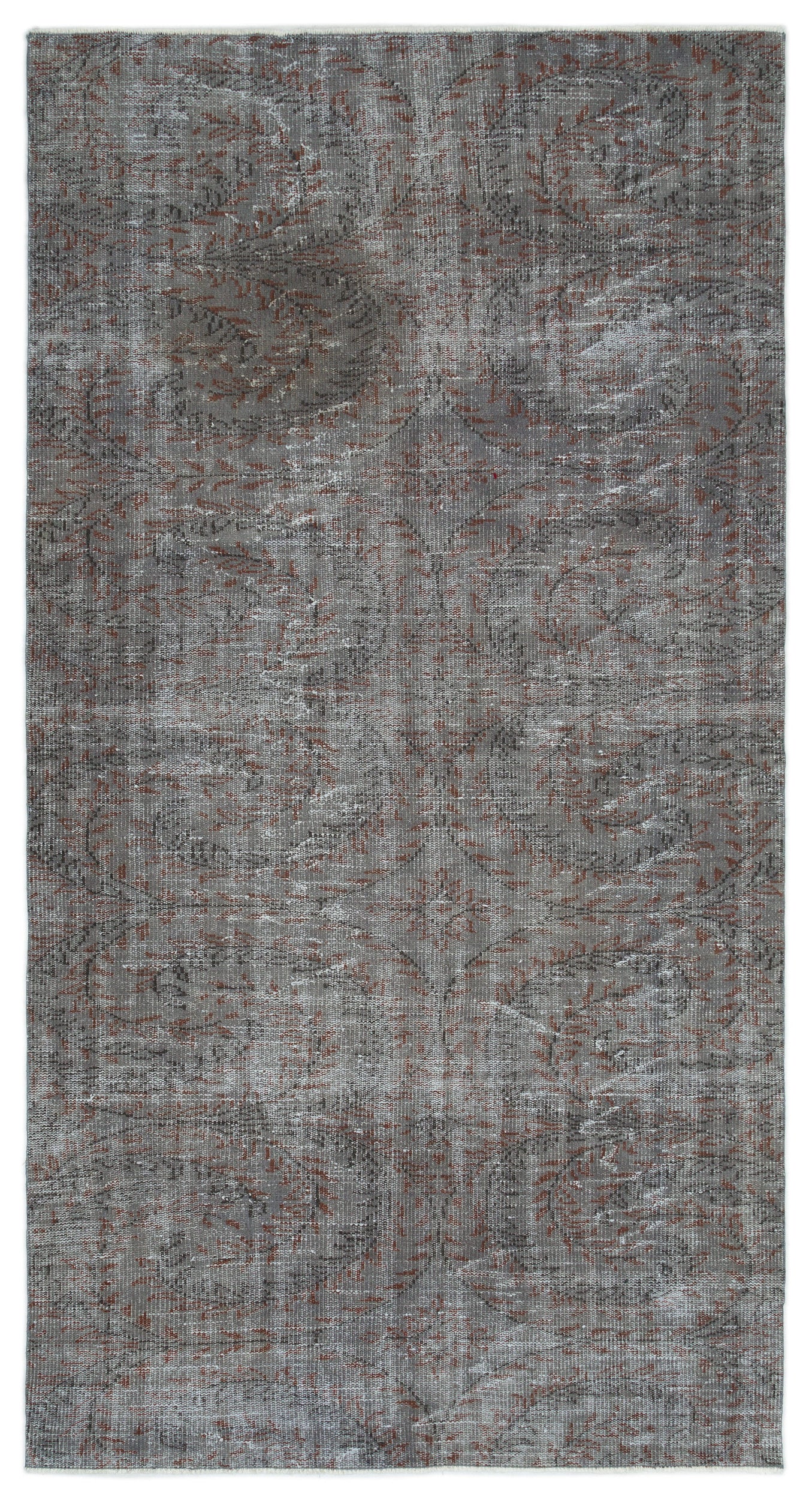 Gray Over Dyed Vintage Rug 5'1'' x 9'5'' ft 154 x 286 cm