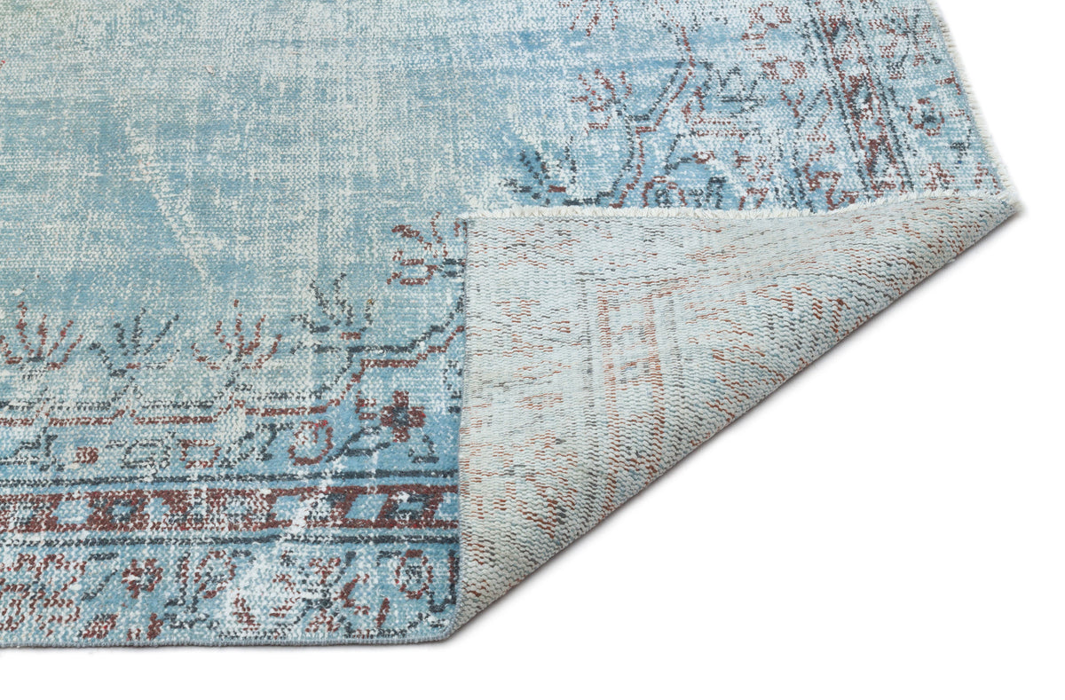 Blue Over Dyed Vintage Rug 4&#39;9&#39;&#39; x 8&#39;6&#39;&#39; ft 146 x 260 cm