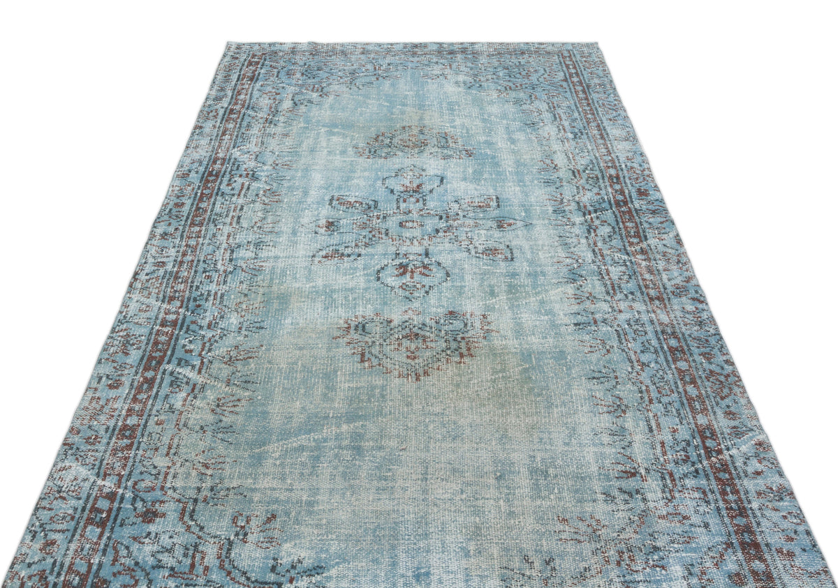 Blue Over Dyed Vintage Rug 4&#39;9&#39;&#39; x 8&#39;6&#39;&#39; ft 146 x 260 cm