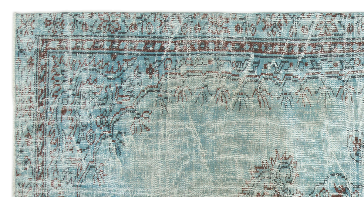 Blue Over Dyed Vintage Rug 4&#39;9&#39;&#39; x 8&#39;6&#39;&#39; ft 146 x 260 cm
