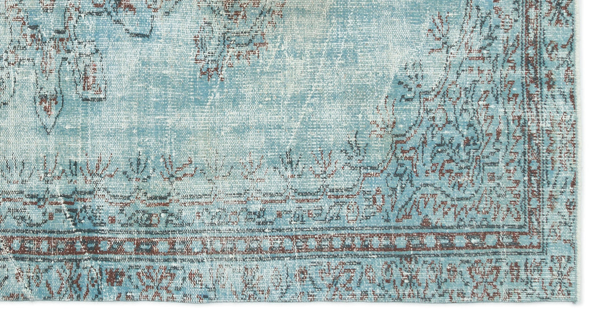 Blue Over Dyed Vintage Rug 4&#39;9&#39;&#39; x 8&#39;6&#39;&#39; ft 146 x 260 cm