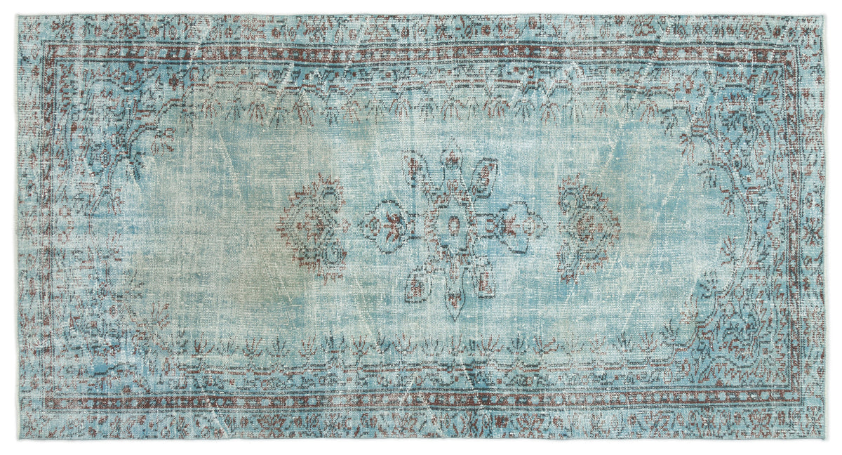 Blue Over Dyed Vintage Rug 4&#39;9&#39;&#39; x 8&#39;6&#39;&#39; ft 146 x 260 cm