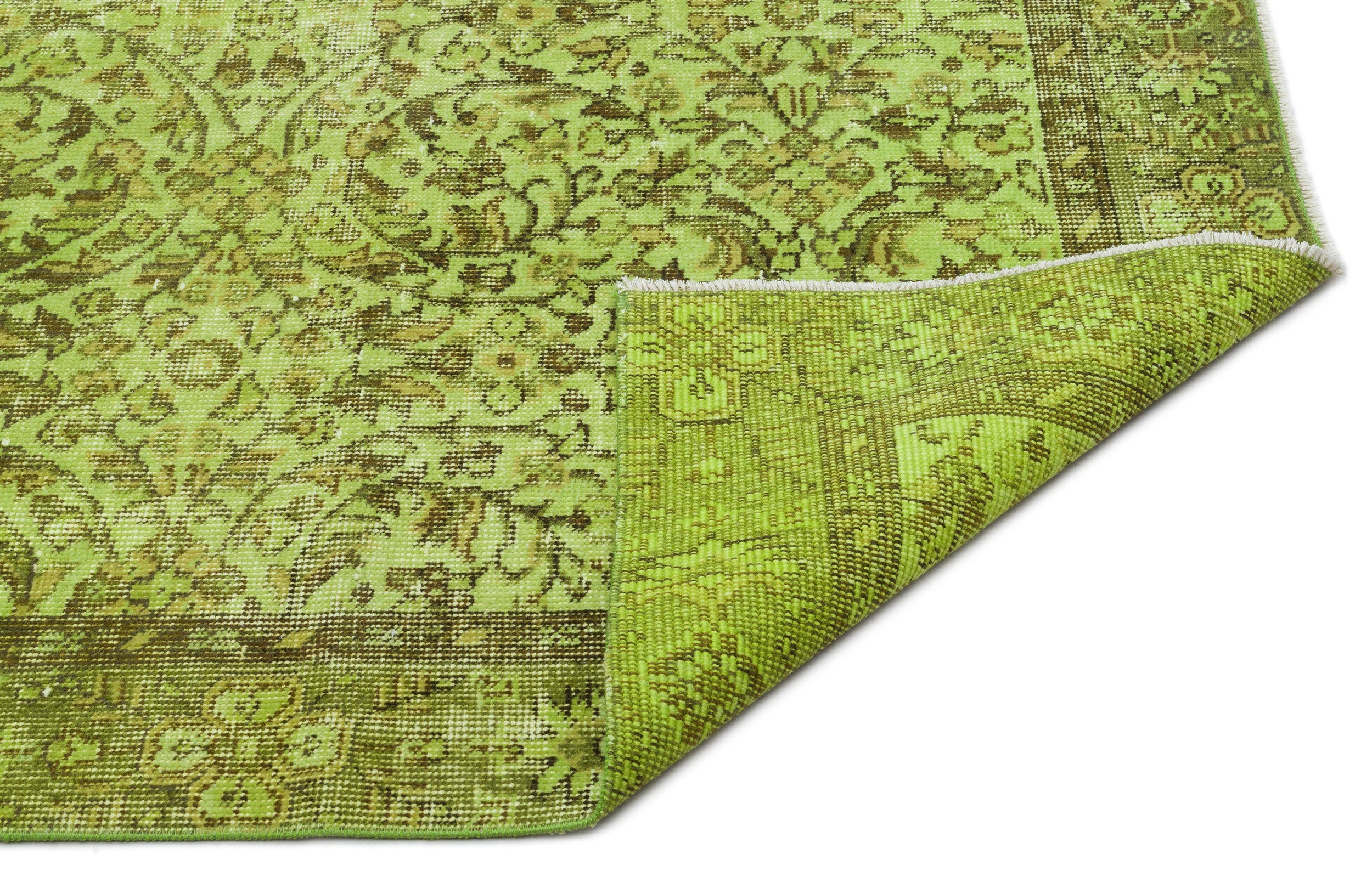 Green Over Dyed Vintage Rug 5'1'' x 8'12'' ft 155 x 274 cm